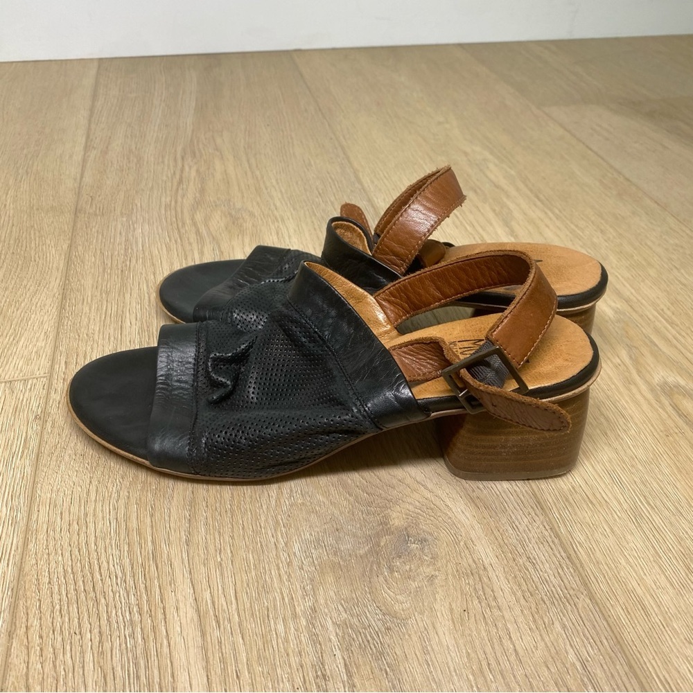 Miz Mooz Black and Brown Sandals with Open Back